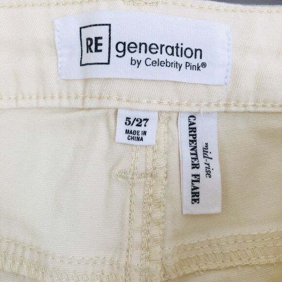 RE GENERATION WOMEN'S JEANS CARPENTER FLARE MID RISE BEIGE DEMIN SIZE 5/27  173 - Picture 9 of 12